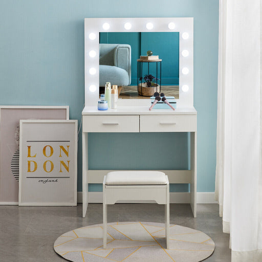 vanity table, vanity table with mirror, vanity table with mirror and lights, dressing table with mirror, dressing table with lighted mirror